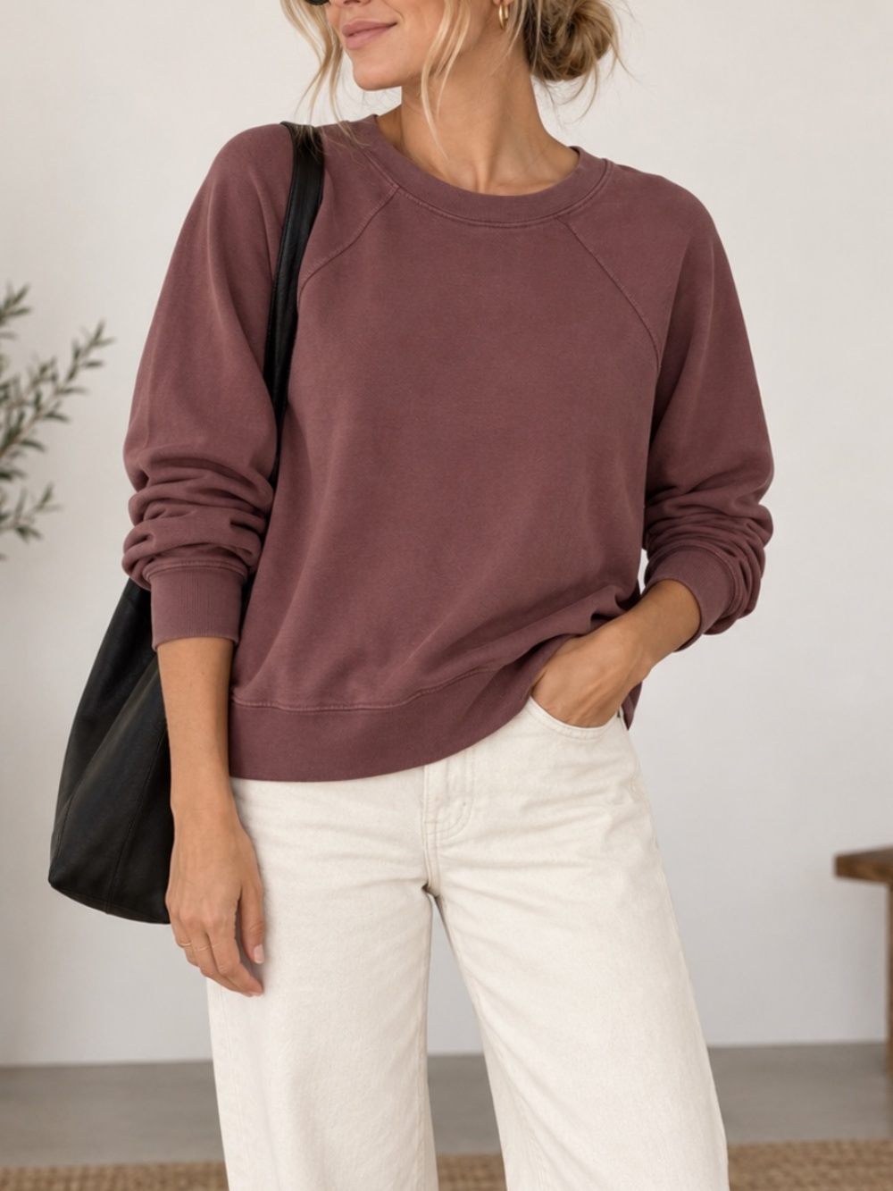 Mate The Label Organic Cotton Women's Mauve Crewneck Sweatshirt